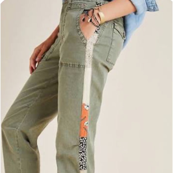 Anthropologie The Wanderer Side Striped Green Cargo Pants Women's Size 29 - Picture 5 of 13